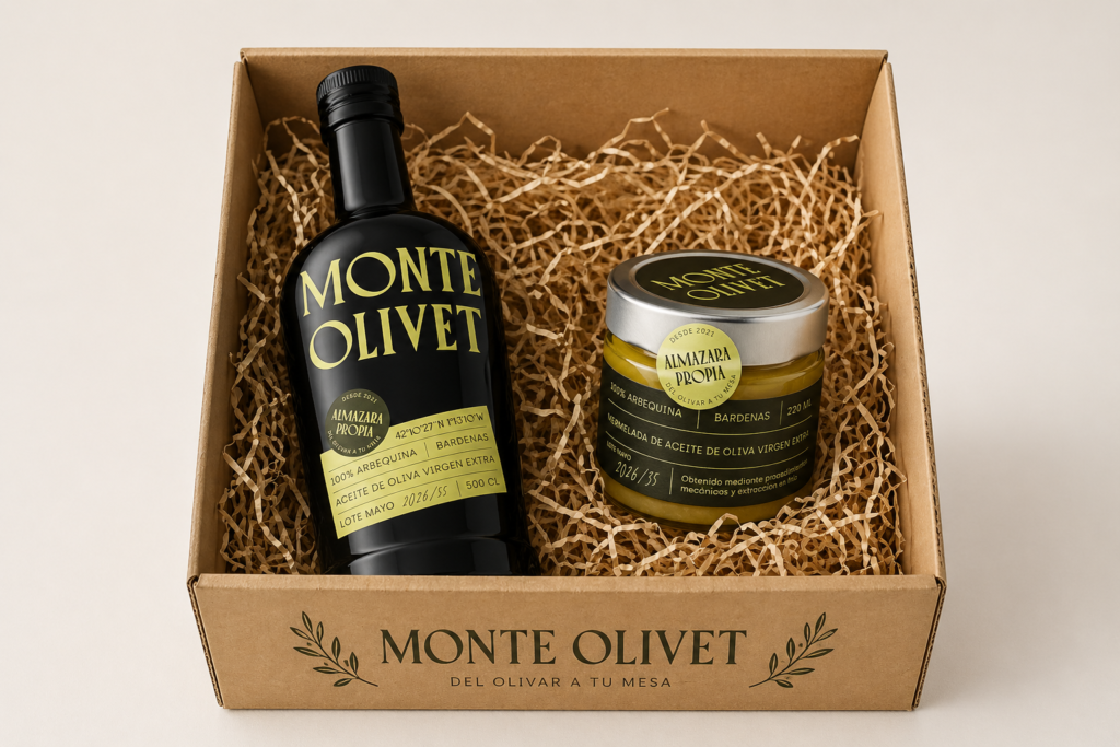 Pack Regalo Monteolivet – AOVE ecológico + mermelada de AOVE